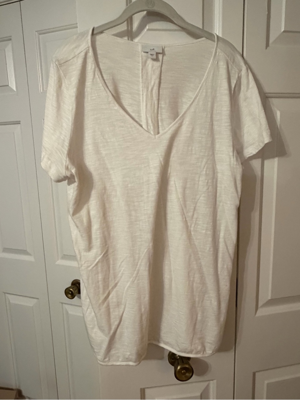 J. Jill Women's White V-Neck Short Sleeve Top
